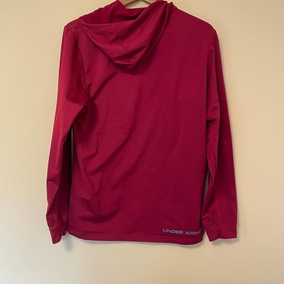 Under Armour Cold Gear Hoodie Performance Tee M Red Men's Shirt - Picture 3 of 4